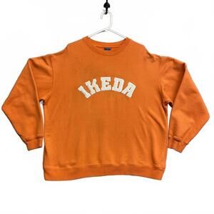 Vintage 90's Ikeda Orange Crewneck Sweatshirt with White Raised Lettering Sz XL